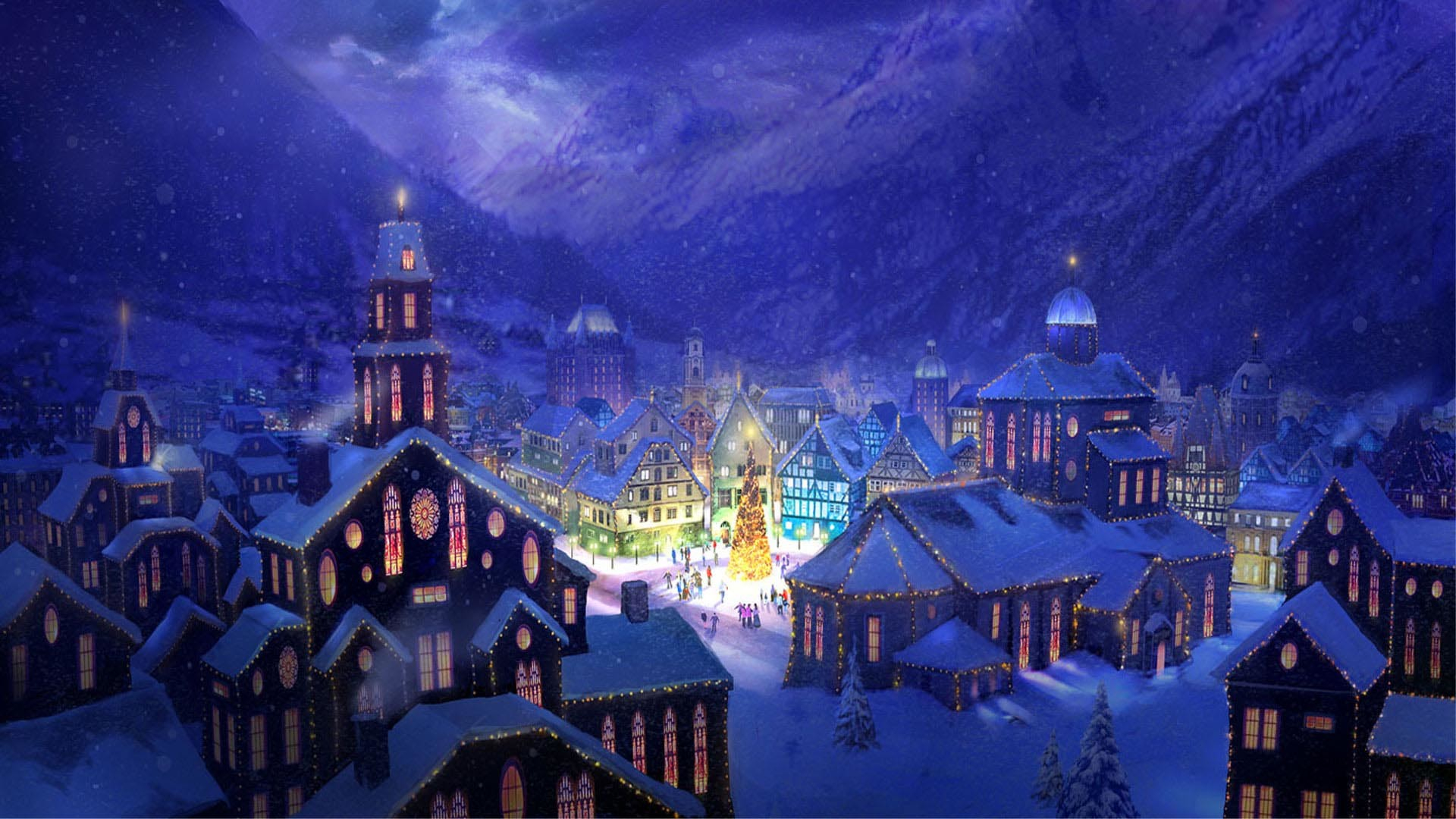 1920x1080 Christmas Village Background (50+ pictures