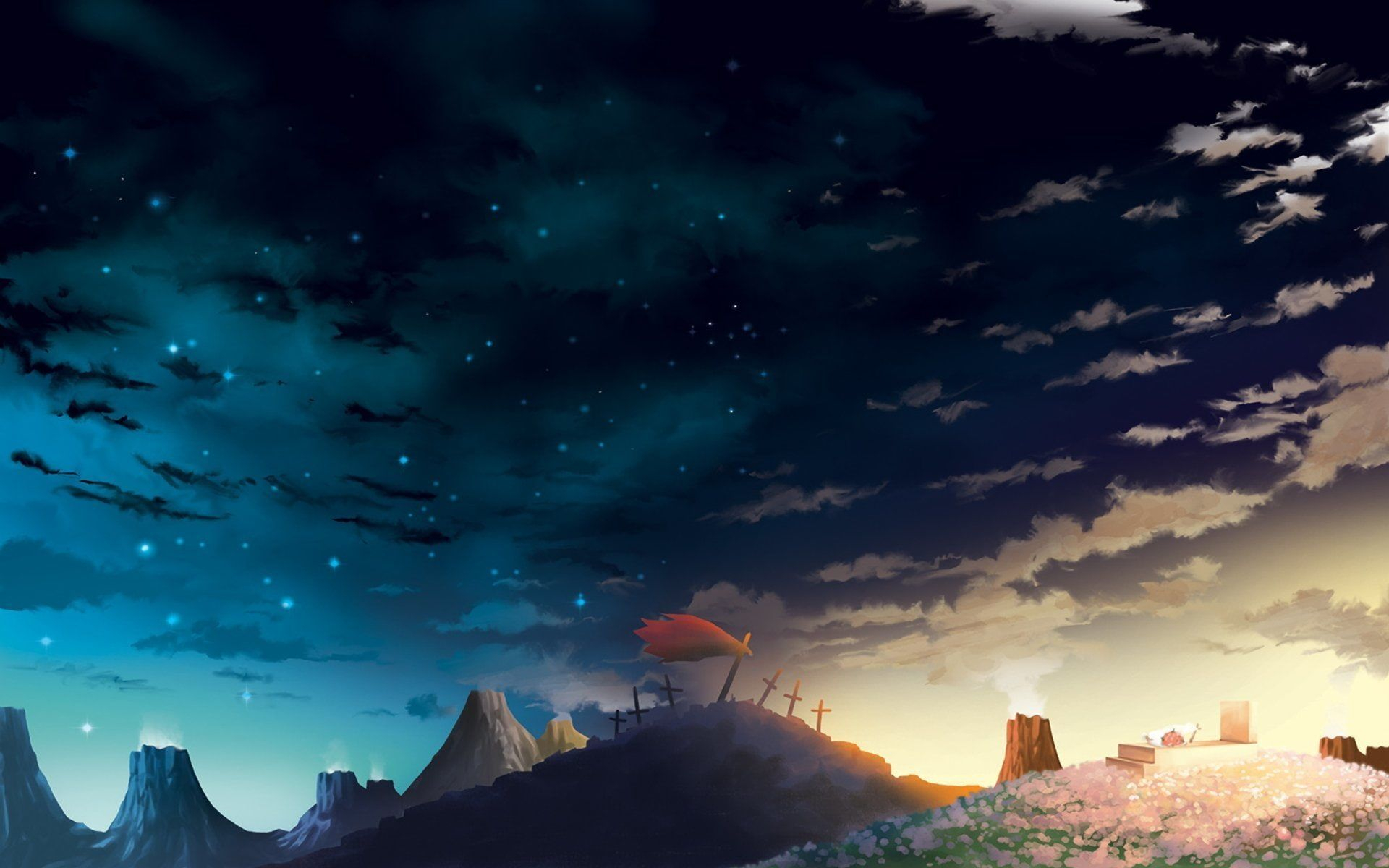 1920x1200 Anime Tengen Toppa Gurren Lagann #Grave #Hill #Landscape #Sky #1080P # wallpaper #hdwallpaper #desktop | Anime scenery, Scenery wallpaper, Gurren laga