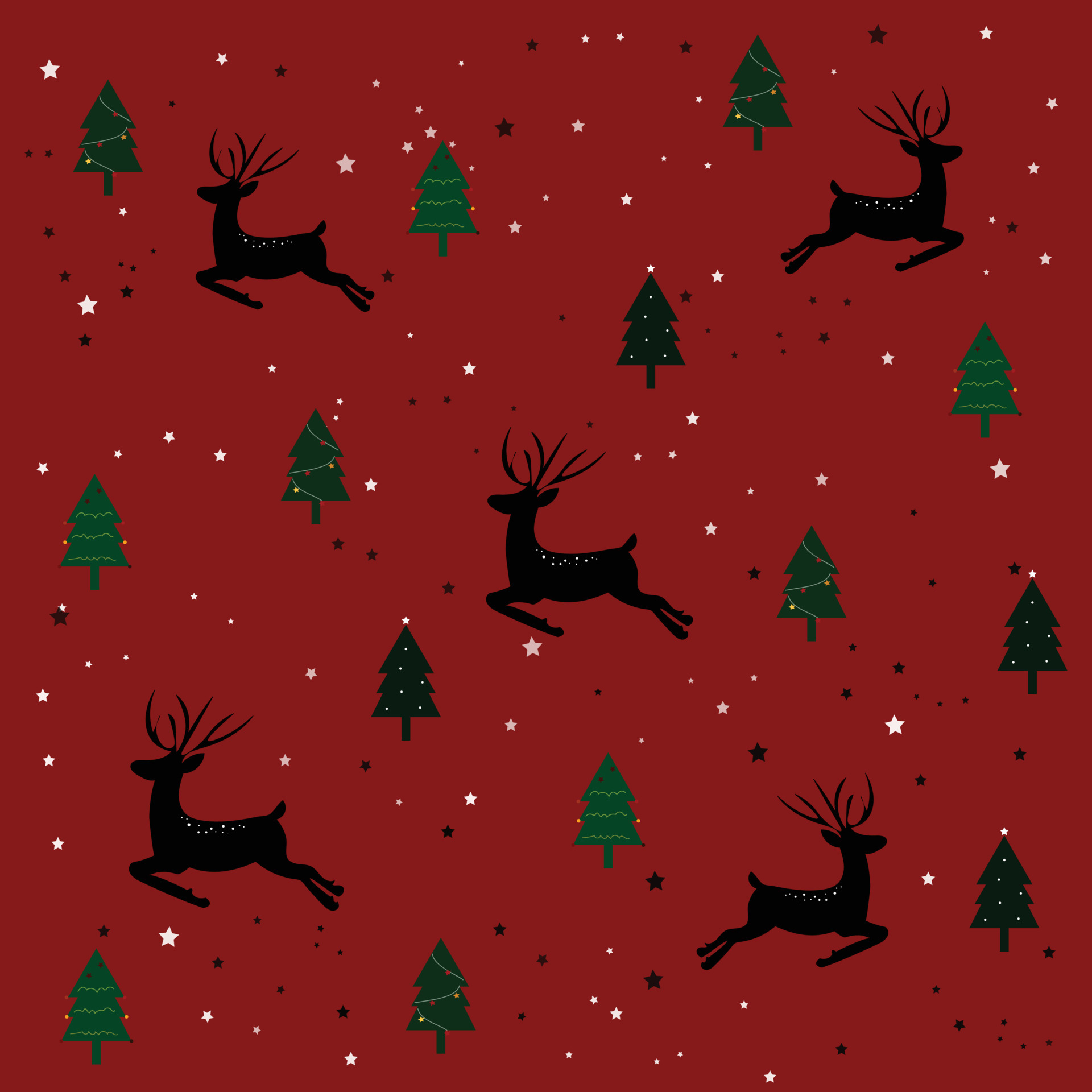 1920x1920 Christmas pattern reindeer and snowflakes and Christmas tree winter holiday wallpaper for design black and white illustration 4988622 Vector Art at Vecteezy