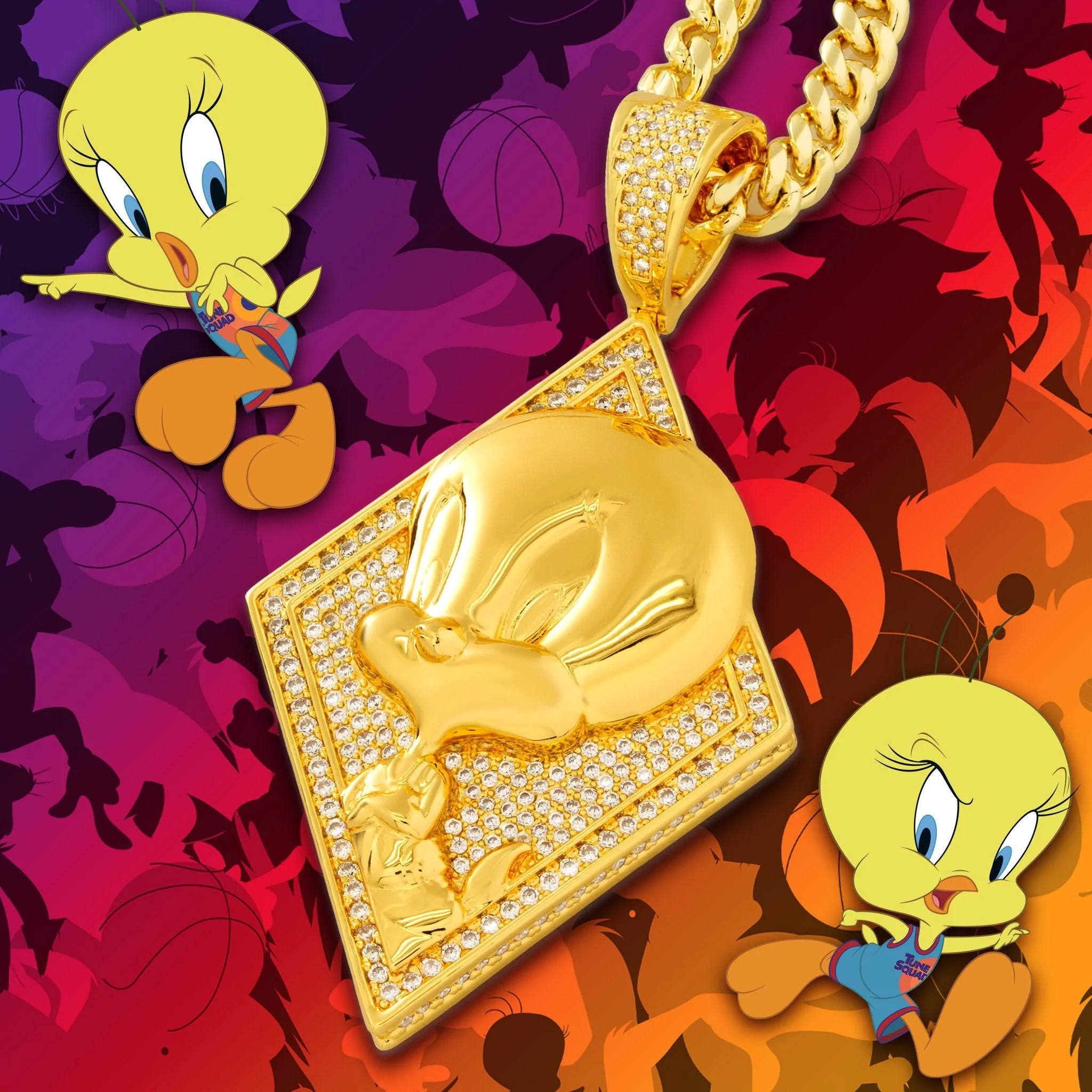 2048x2048 Tweety Bird Necklace | Space Jam Jewelry | King Ice