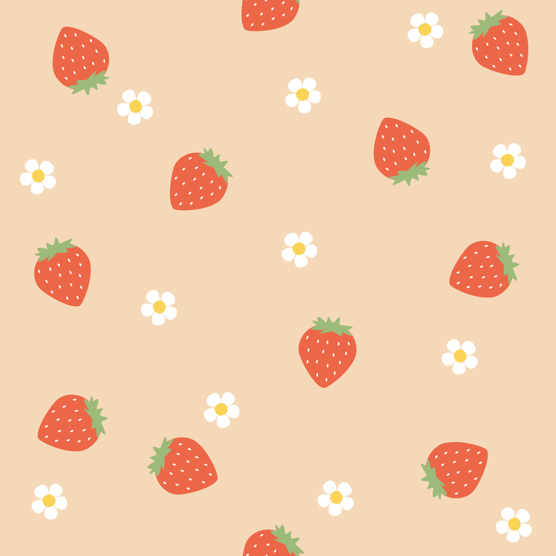 1920x1920 strawberry white flower cartoons pattern design. pink background. The seamless cute pattern in a girl or baby fashion, Fresh and juicy colorful strawberry fruit in summer. Vector design for fashion. 5261581 Vector