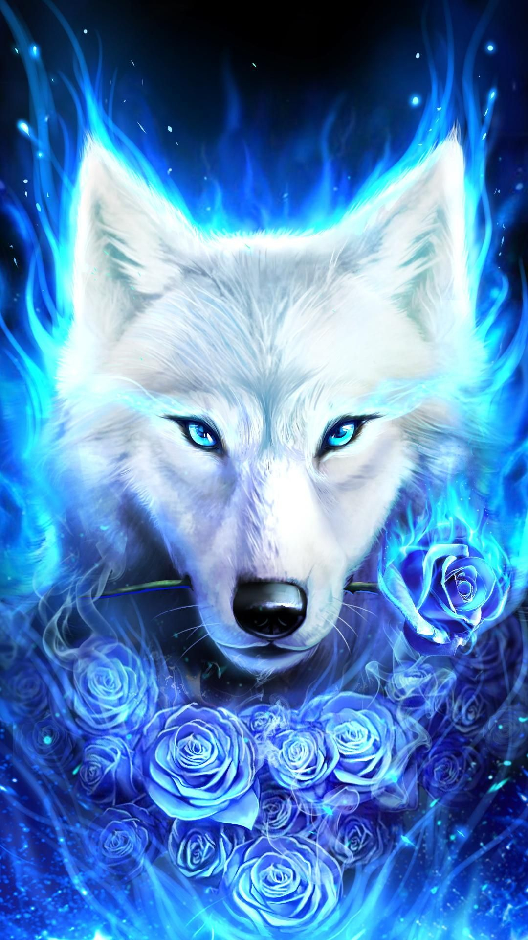 1080x1920 White wolf with rose | Wolf spirit animal, Fantasy wolf, Wolf spirit
