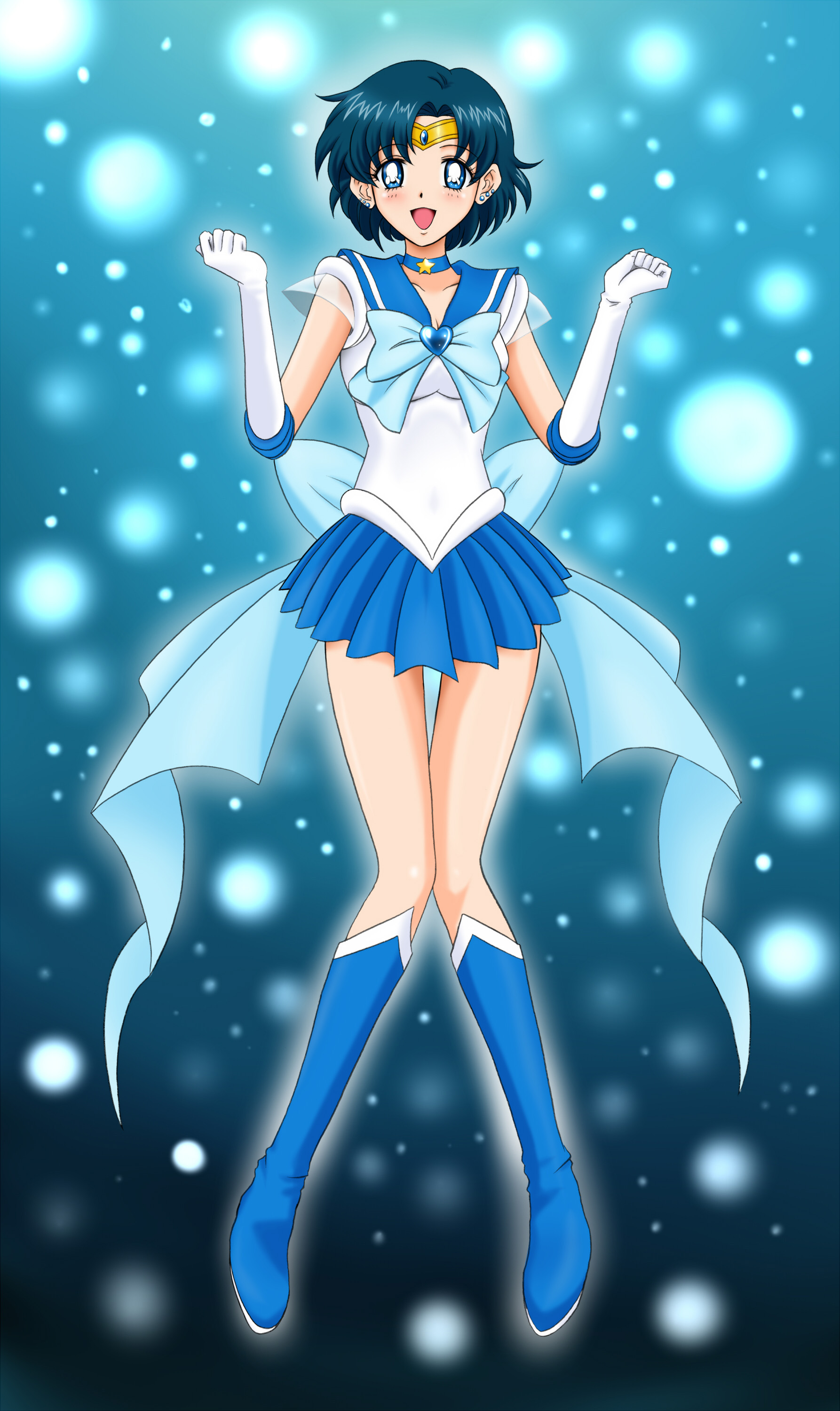 1786x3000 Anime Anime Girls Sailor Moon Sailor Mercury Mizuno Ami Short Hair Blue Hair Standing Wallpaper Resolution: ID:1274735