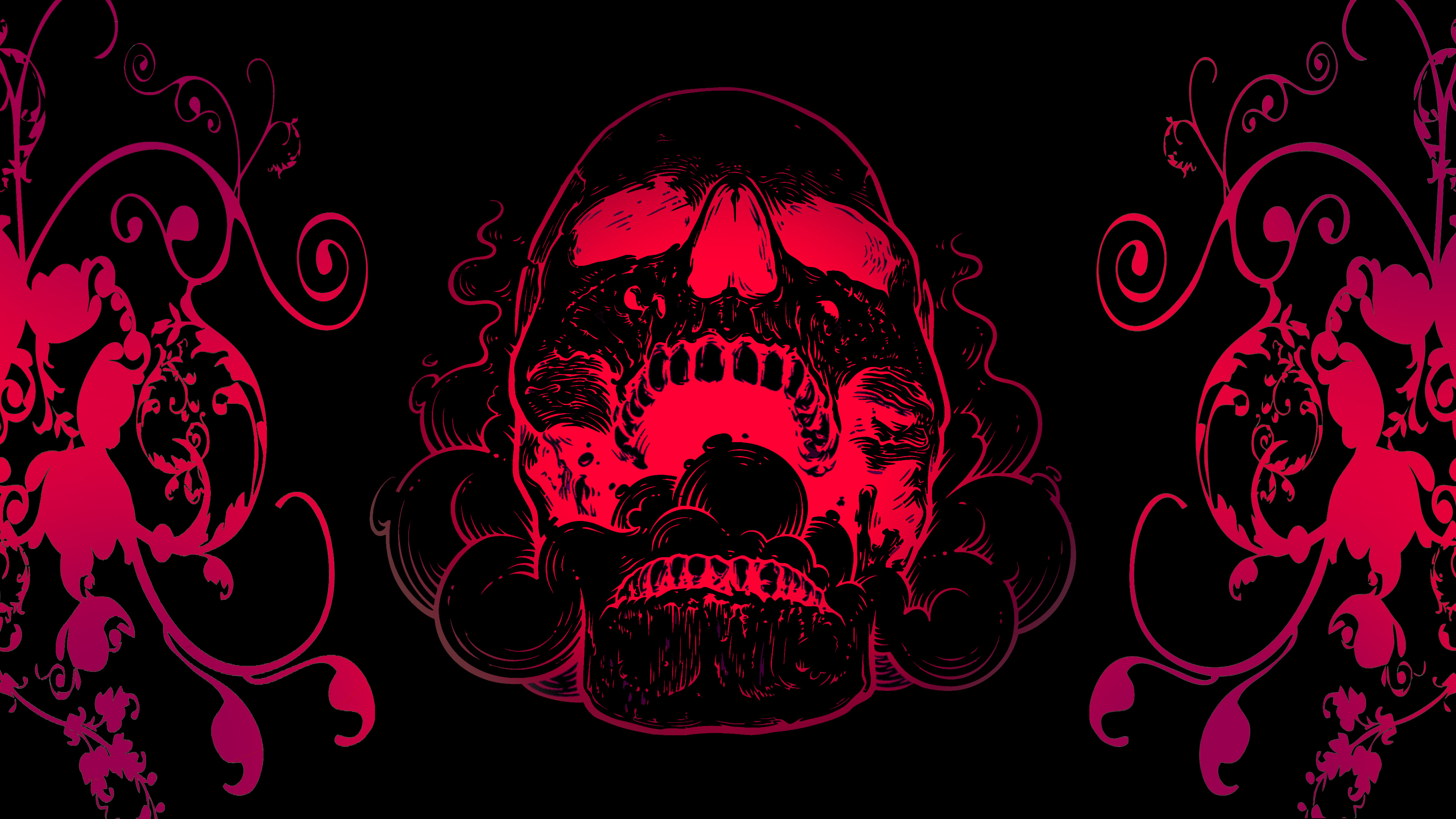 3840x2160 Red Skull Flowers Black Background 4k, HD Artist, 4k Wallpapers, Images, Backgrounds, Photos and Pictures